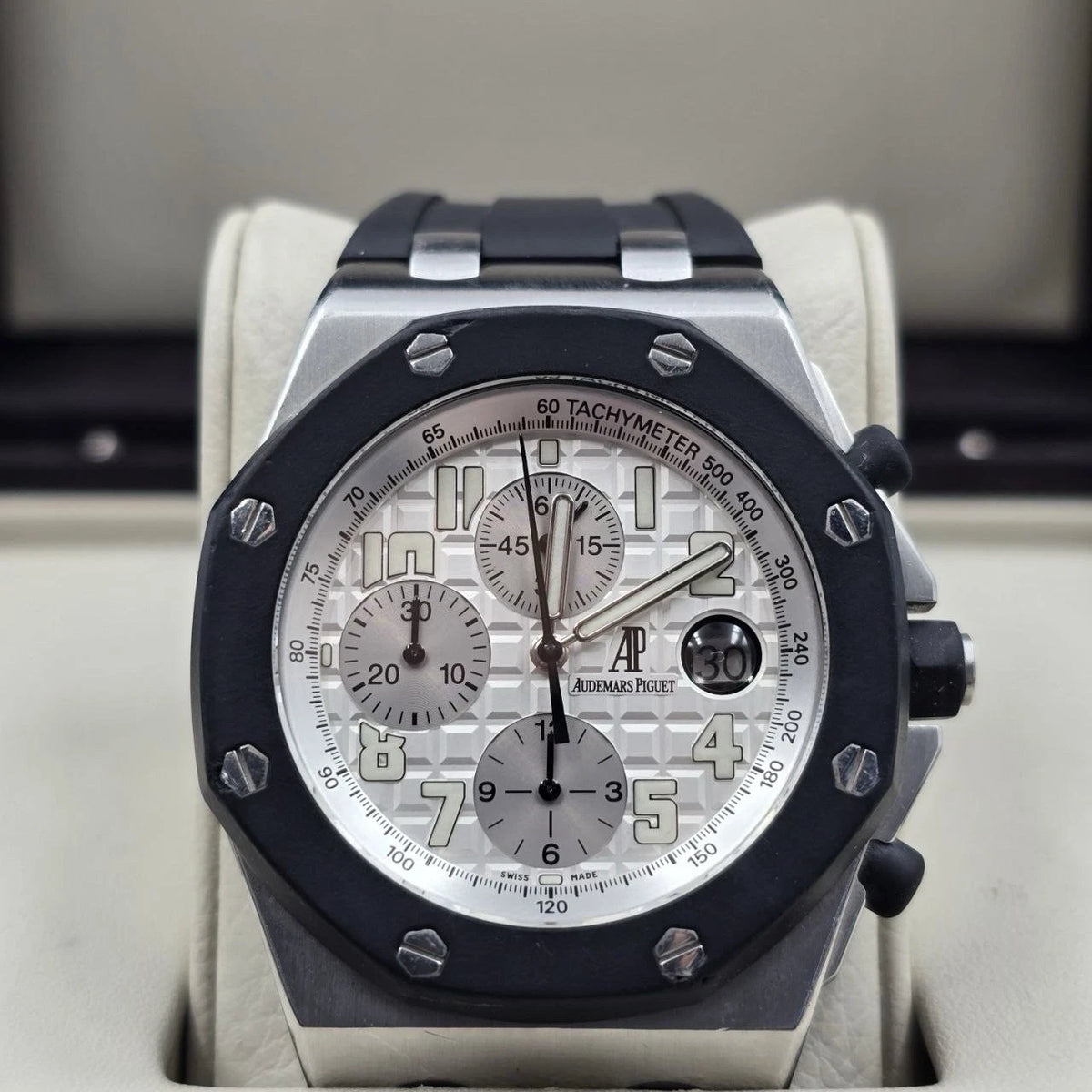 2008 PAPERS Audemars Piguet Royal Oak Offshore White 42mm Rubberclad 25940SK BOX