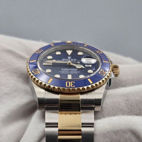 PAPERS 2022 Rolex Submariner Blue Dial Two Tone Gold 41mm Watch 126613LB BOX