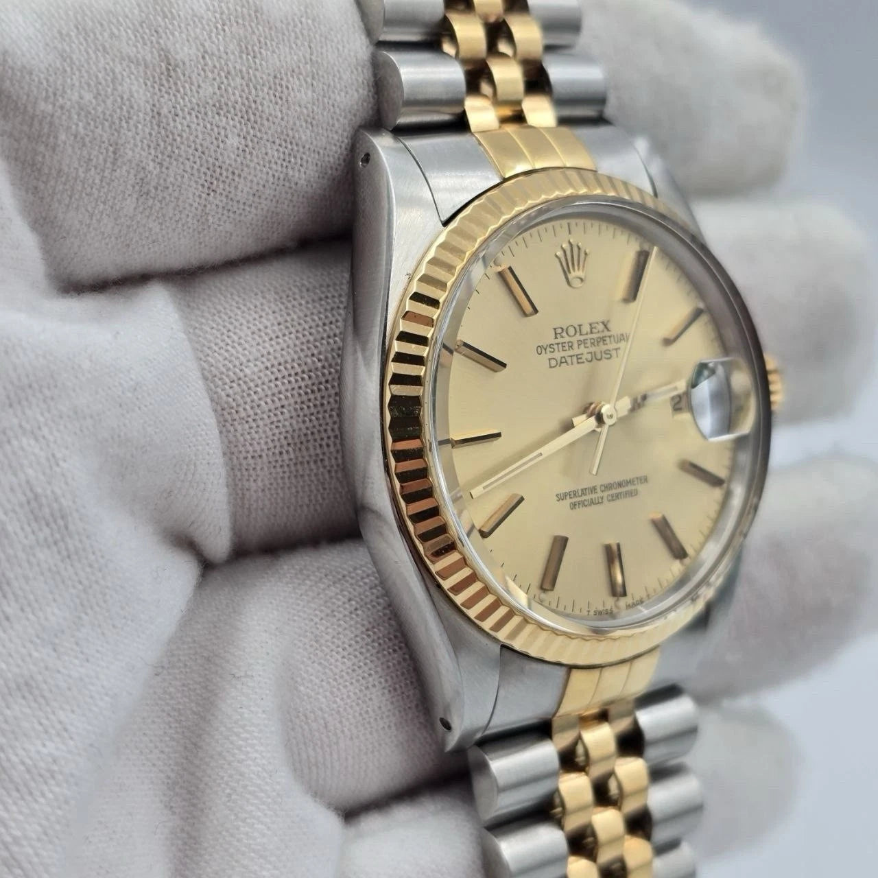 2025 RSC Rolex Datejust Champagne Two-Tone Yellow Gold Jubilee 16013 36mm Watch