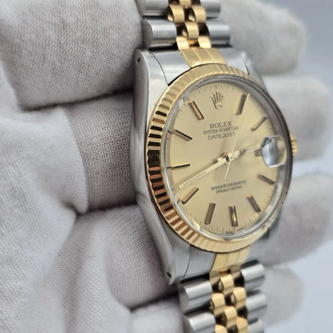2025 RSC Rolex Datejust Champagne Two-Tone Yellow Gold Jubilee 16013 36mm Watch