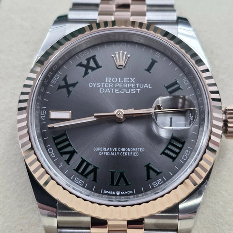 NEW 2025 Rolex Datejust 36mm Two Tone Rose Gold Jubilee Wimbledon Dial 126231