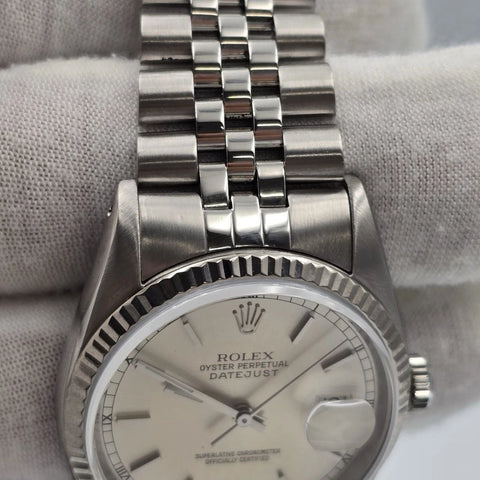 Rolex Datejust Silver Dial Stainless Steel Jubilee 16234 36mm Watch