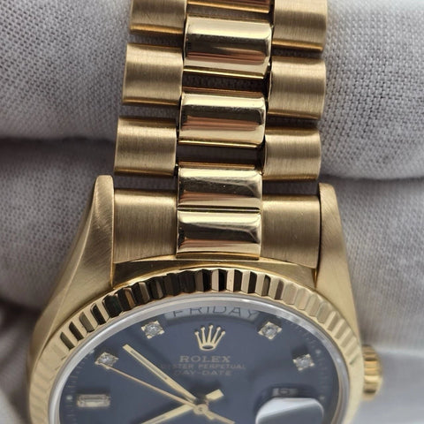 Rolex Gold Day-Date President Gold FACTORY Blue Diamond Dial 36mm Watch 18238