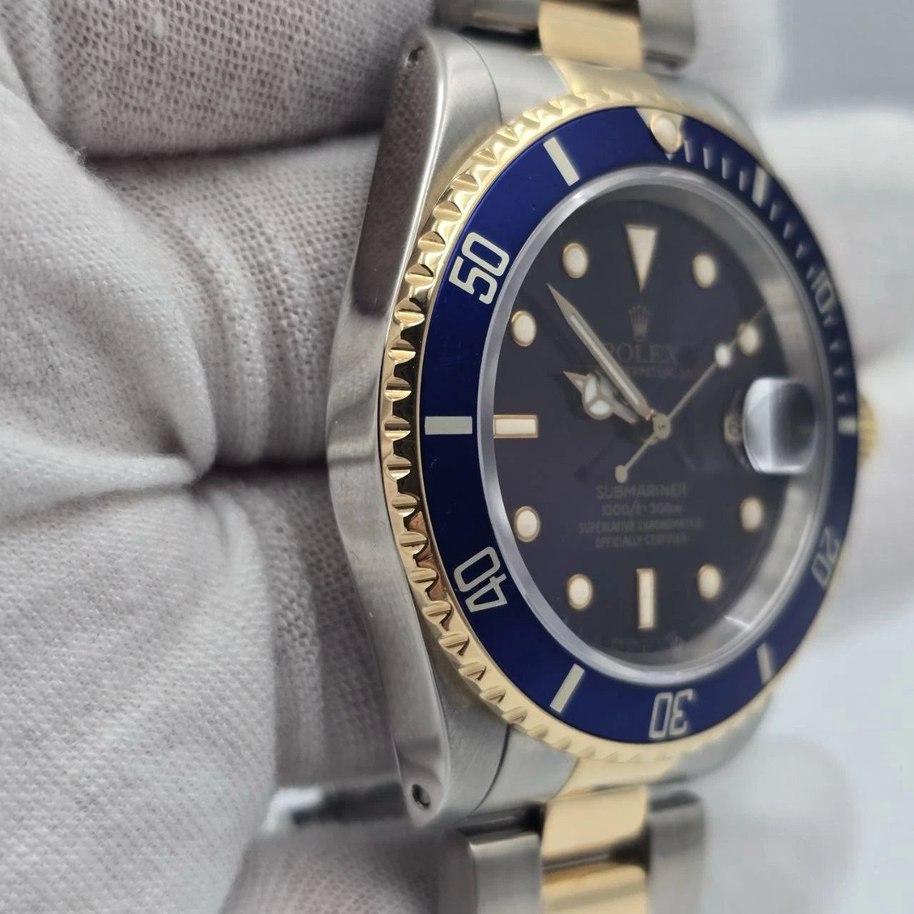 Rolex Submariner Date 16613 Blue Dial Two Tone Steel Gold 40mm Watch