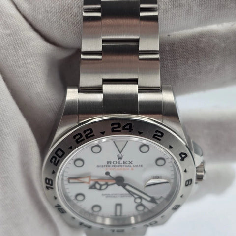 2018 PAPERS Rolex Explorer II Stainless Steel White Orange 42mm Watch 216570 BOX