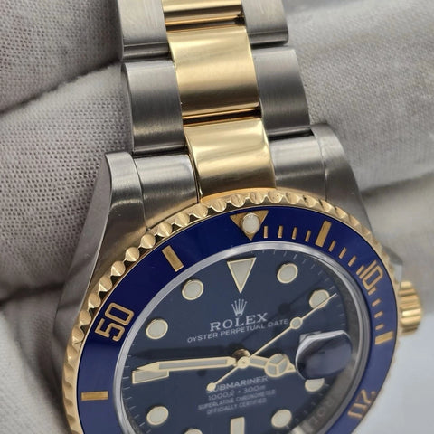PAPERS 2024 Rolex Submariner Blue Dial Two Tone Gold 41mm Watch 126613LB BOX