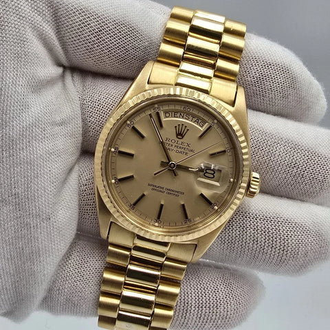 PAPERS Rolex Day-Date 1803 President German 18k Gold 36mm Factory Champagne Dial