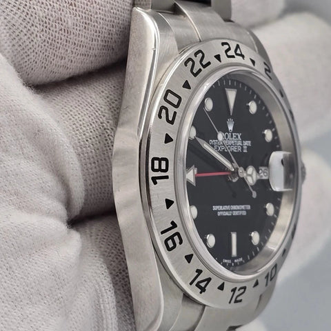 2005 Rolex Explorer II 16570 Steel Black Dial NO HOLES Automatic Date Watch 40MM