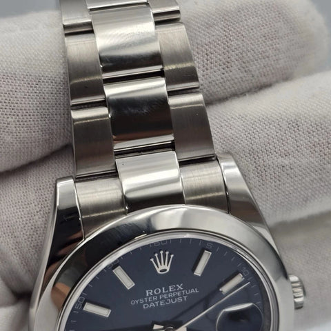 MINT 2023 PAPERS Rolex Datejust 41mm Blue Steel Smooth Bezel Oyster 126300 BOX