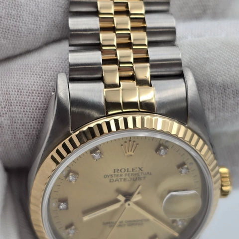 PAPERS Rolex Datejust 36mm Champagne Diamond Dial Two Tone Jubilee 18K 16233