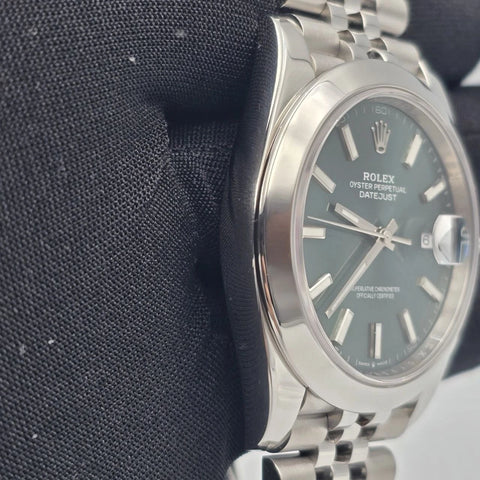2023 Rolex Datejust 41mm Mint Green Dial Smooth Bezel Jubilee Watch 126300 B+P