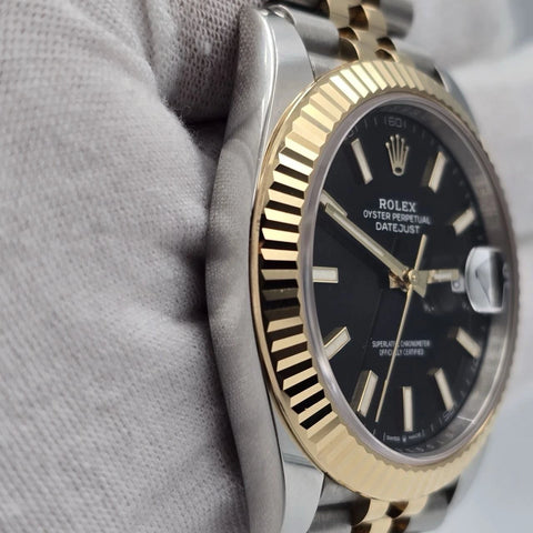 PAPERS 2024 Rolex DateJust 41mm Two Tone Black Index Dial Jubilee 126333 BOX