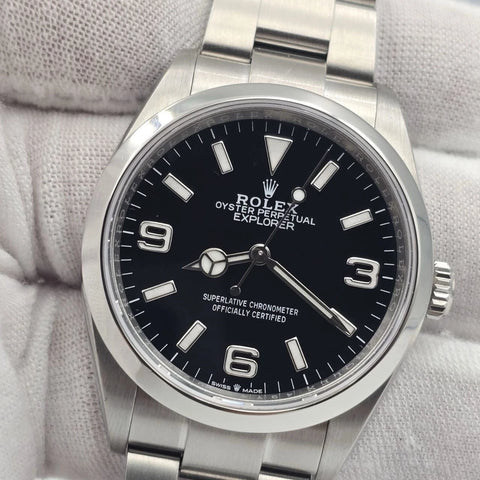 PAPERS MINT 2022 Explorer Black Dial Stainless Steel 36mm Watch 124270 BOX