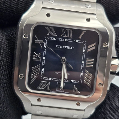 NEW Cartier Santos de Cartier Large Model Steel Blue Dial 39.8mm WSSA0071