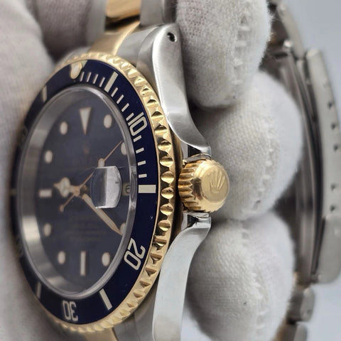 Rolex Submariner Date 16613 Blue Dial Gold Buckle Two Tone Steel Gold 40mm Watch