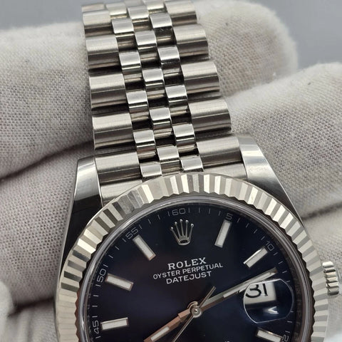 PAPERS 2025 Rolex Datejust 41mm 126334 Blue Stick Dial Fluted Bezel Jubilee BOX
