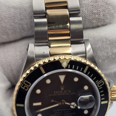 Rolex Submariner Date 16803 Black Dial Yellow Gold Two Tone Steel Oyster 40mm