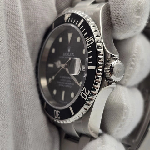 2007 Rolex Submariner Date NO HOLES 40mm Black Dial Steel Oyster Watch 16610