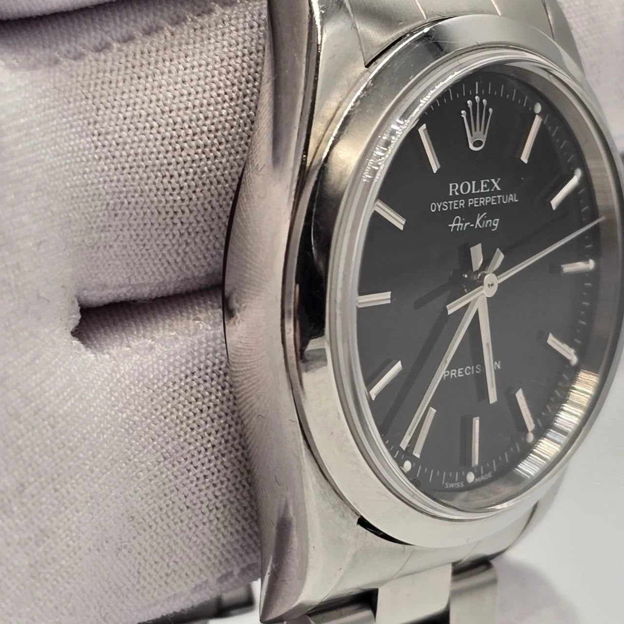 2007 Rolex Air King 14000M Automatic Watch Stainless Black Dial 34MM