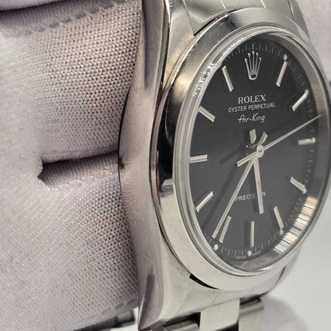2007 Rolex Air King 14000M Automatic Watch Stainless Black Dial 34MM