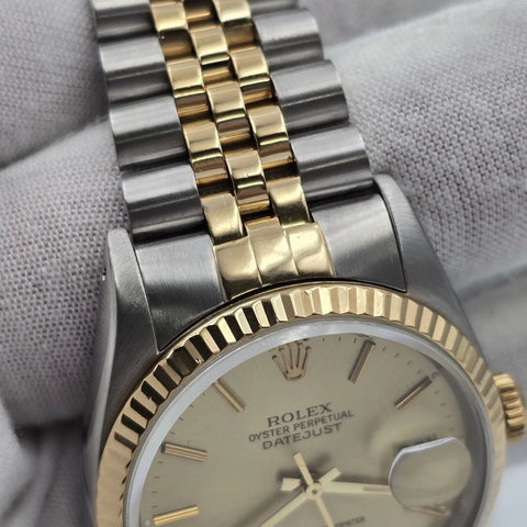 PAPERS Rolex Datejust 36mm Champagne Dial Two Tone Jubilee 16233
