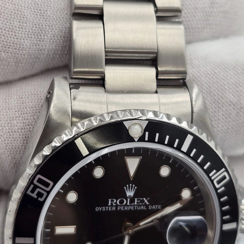 PAPERS Rolex Submariner Date Black Dial Oyster 40mm Watch 16610