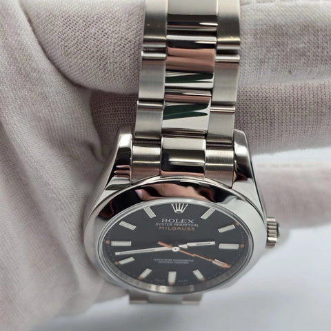 2025 RSC Rolex Milgauss 116400 Steel Black Dial Orange Hand 40mm + 2008 PAPERS