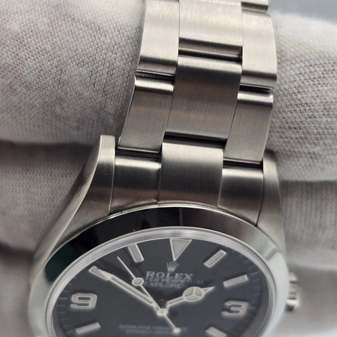 PAPERS MINT 2022 Rolex Explorer Black Dial Stainless Steel 36mm Watch 124270 BOX
