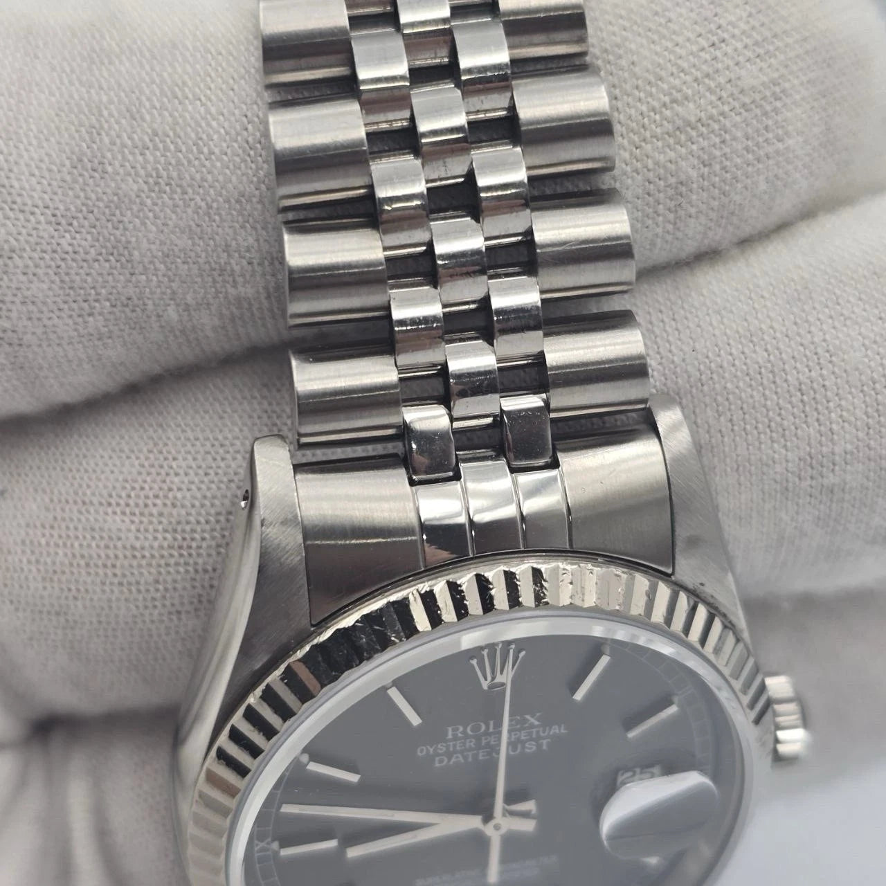 PAPERS Rolex Datejust Grey Ghost Dial Stainless Steel Jubilee 16234 36mm Watch