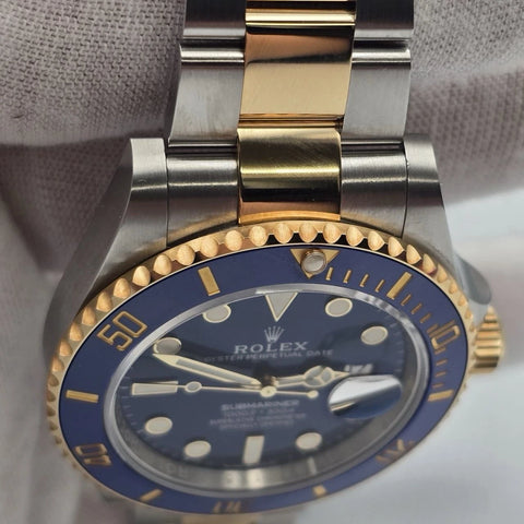 PAPERS 2022 Rolex Submariner Blue Dial Two Tone Gold 41mm Watch 126613LB BOX