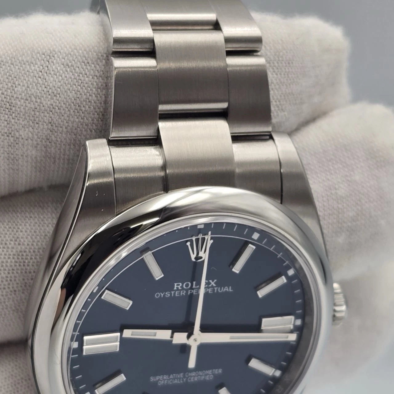 2024 PAPERS Rolex Blue Oyster Perpetual Smooth Bezel Steel 41mm Watch BOX 124300