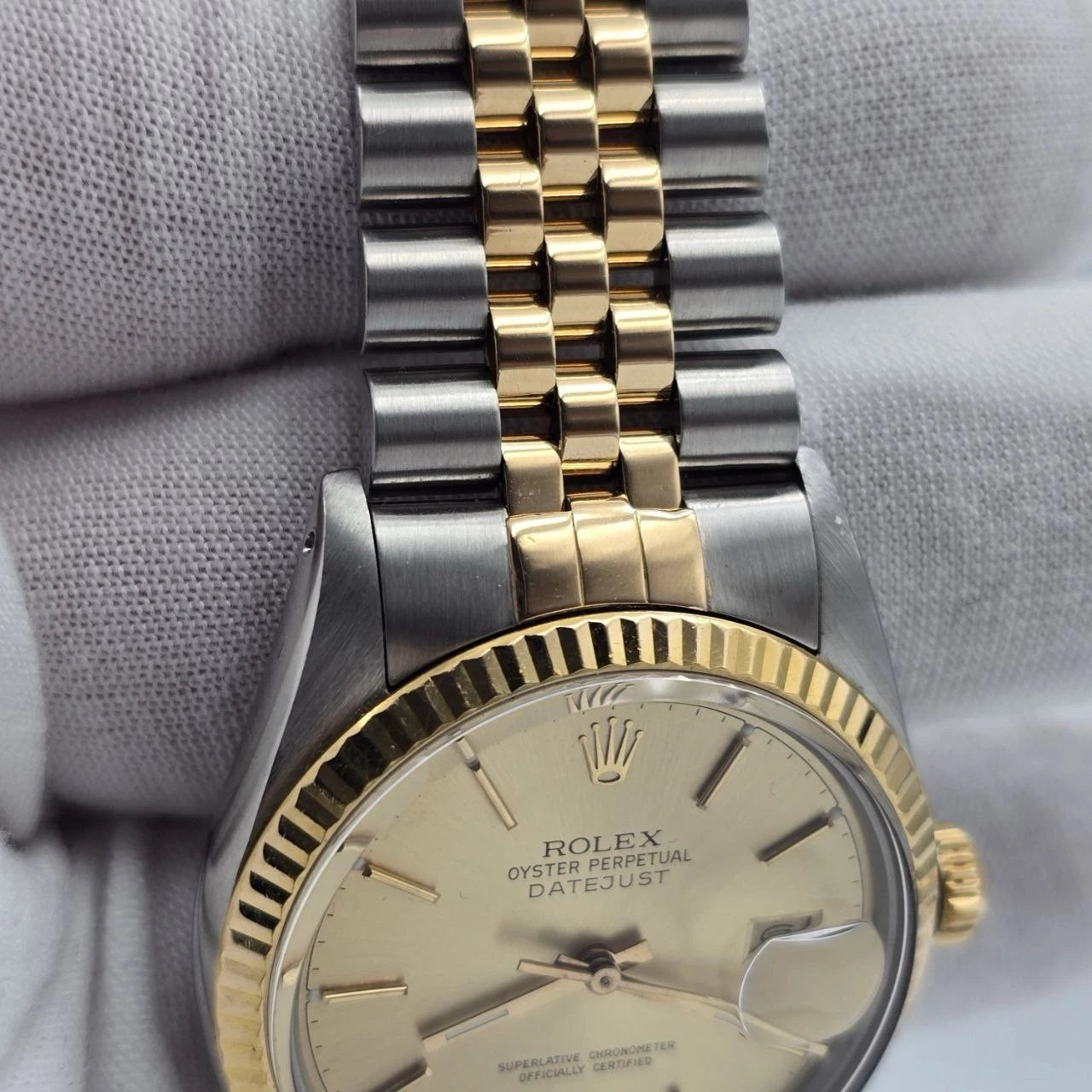 Rolex Datejust Champagne Two-Tone Yellow Gold Jubilee 16013 36mm Watch