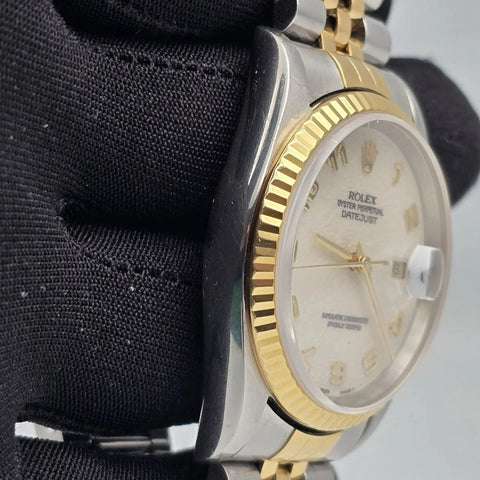 Rolex Datejust 16233 Two Tone Jubilee Bracelet Ivory Dial NO HOLES 36mm Watch
