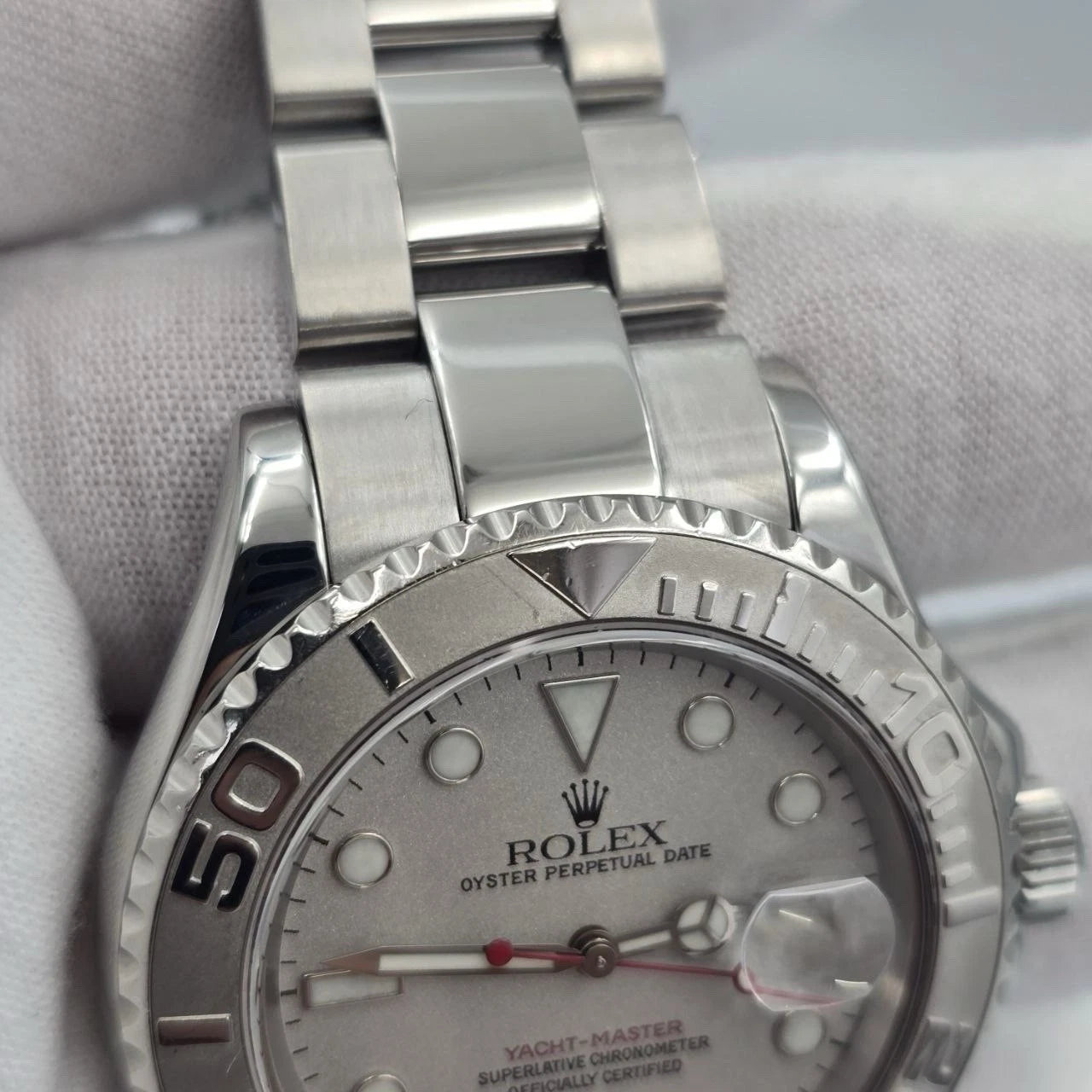 2005 PAPERS Rolex Yacht-Master 40mm 16622 Platinum Dial & Bezel Steel Watch