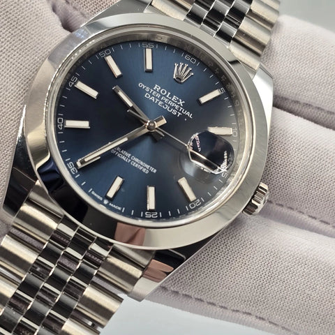 NEW 2025 FRESH Rolex Datejust 41mm 126300 Blue Stick Dial Smooth Jubilee UNWORN