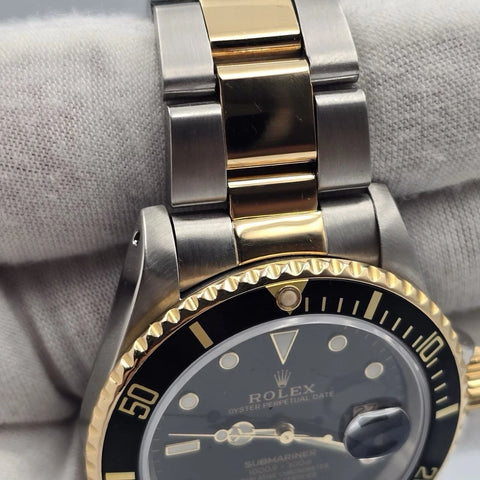 2020 RSC Rolex Submariner Date Black Yellow Gold Steel 40mm Watch 16613