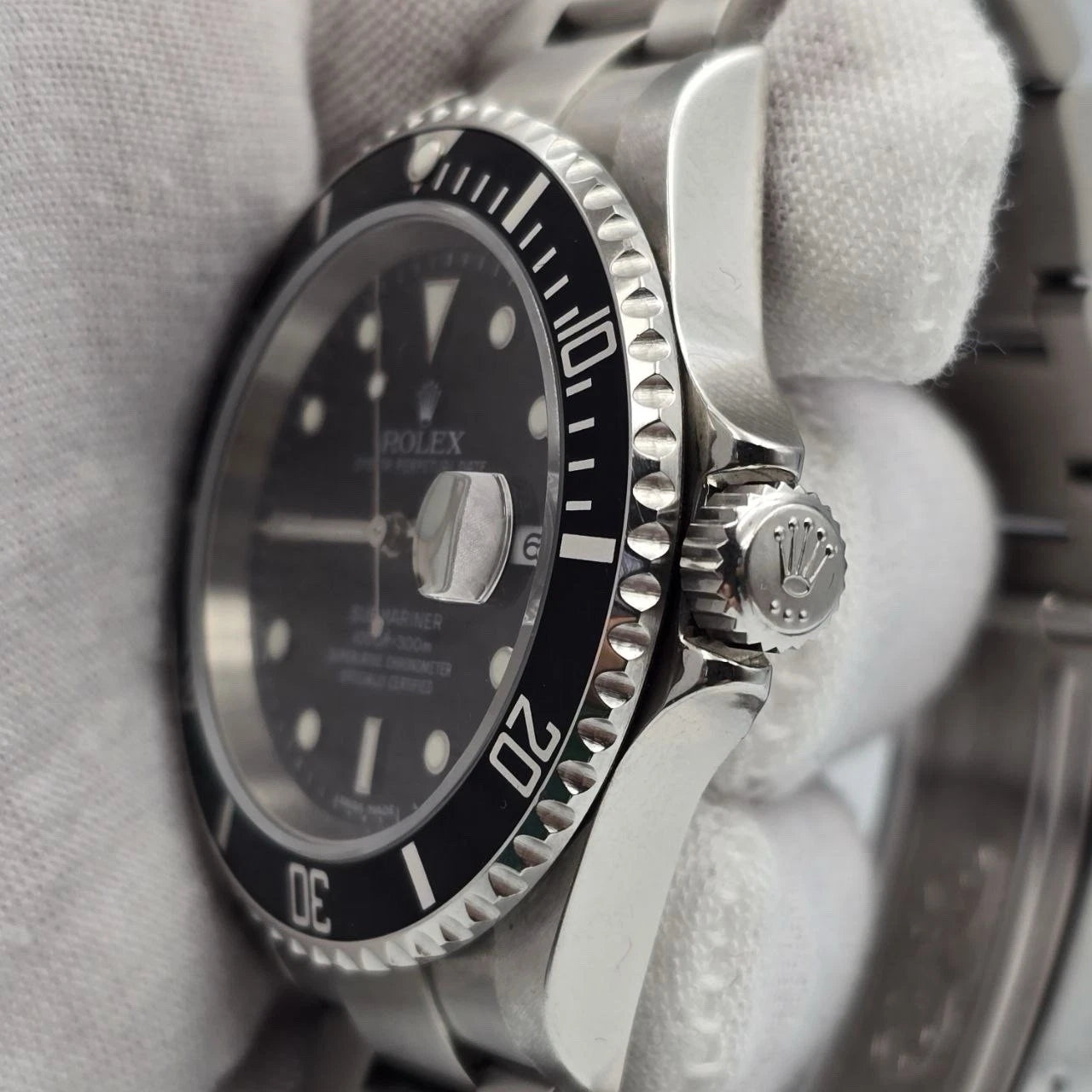2006 Rolex Submariner Date NO HOLES 40mm Black Dial Steel Oyster Watch 16610
