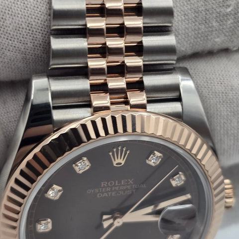 2022 PAPERS Rolex Datejust 41mm 126331 Chocolate Diamond Jubilee Gold Steel BOX