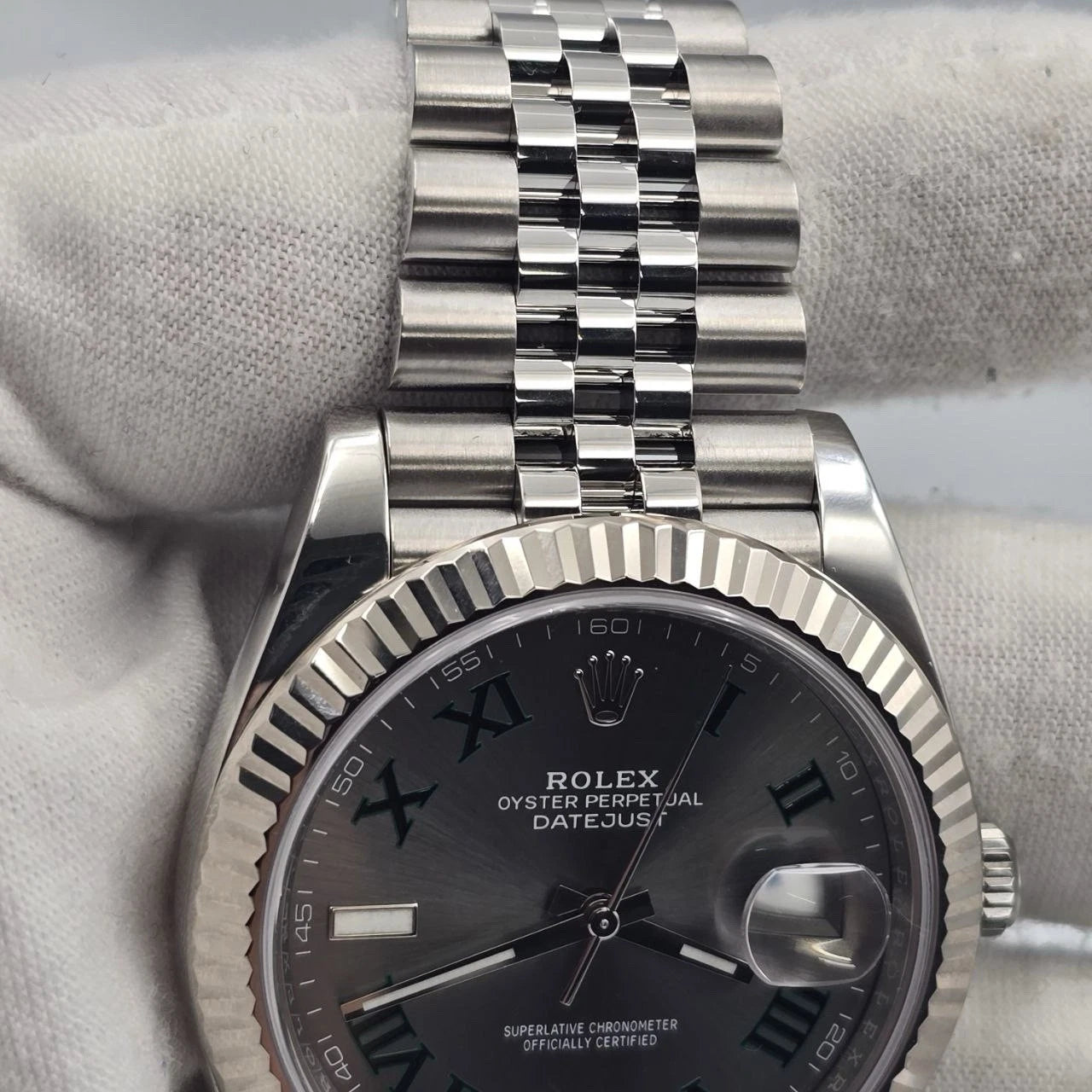 PAPERS 2024 Rolex Datejust 41mm 126334 Steel Jubilee Gray Wimbledon Dial BOX
