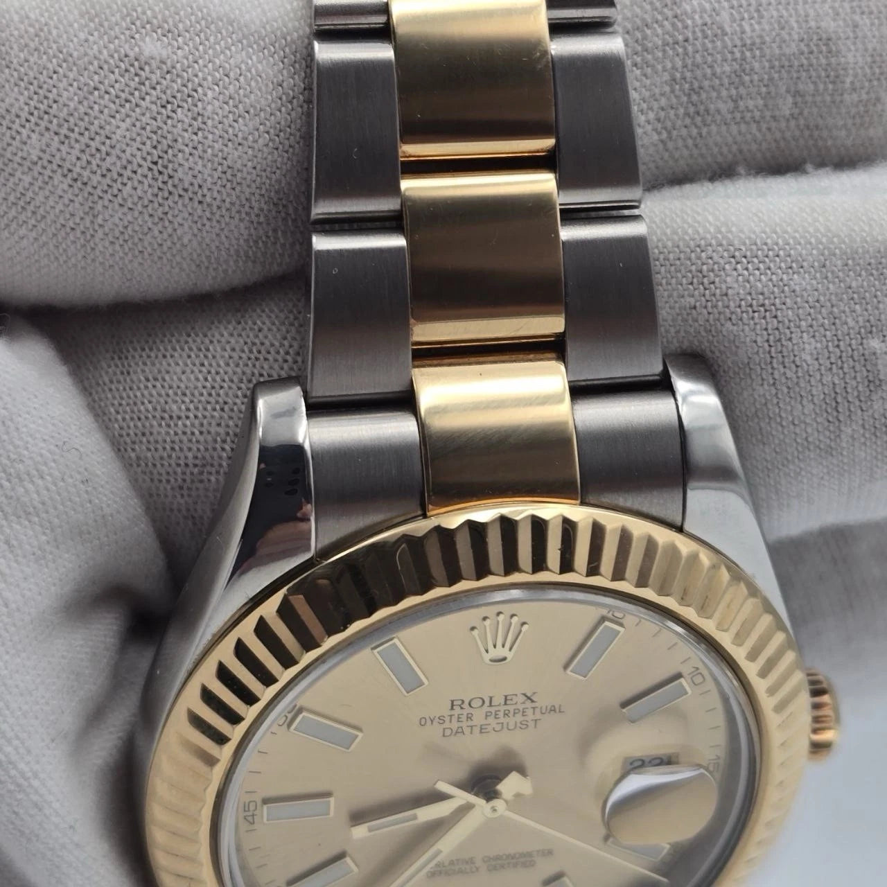 PAPERS Rolex Datejust II 41mm 116333 Two Tone 18K Gold Steel Champagne Dial BOX