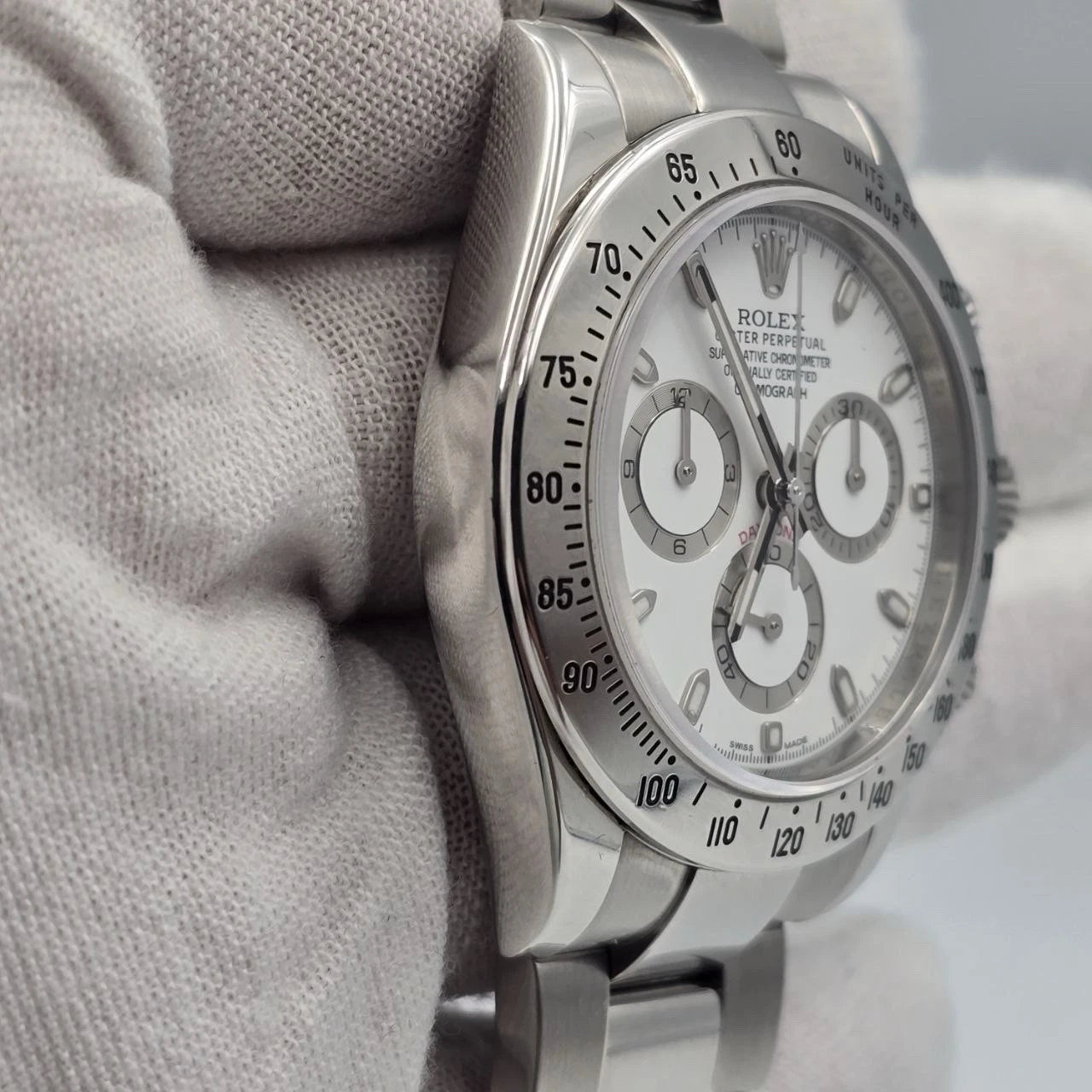 Rolex Cosmograph Daytona 116520 White APH Fat Buckle Steel 40mm Watch