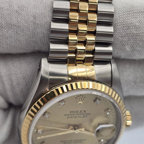 2023 RSC Rolex Datejust 36mm Champagne Diamond Dial Two-Tone 18K Watch 16233