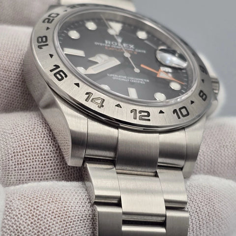 PAPERS MINT 2020 Rolex Explorer II Black Orange Steel 42mm Watch 216570 BOX