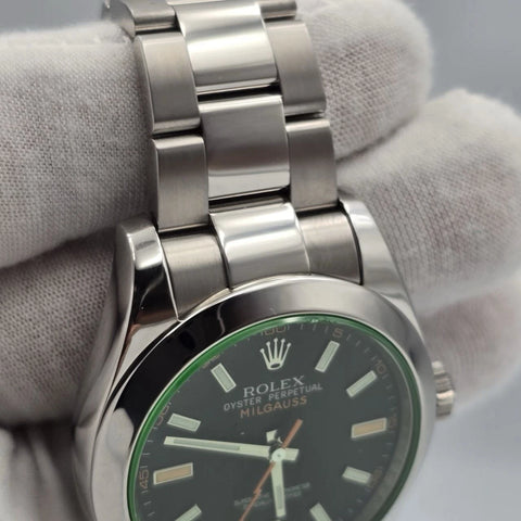 2011 PAPERS Rolex Milgauss 116400V Black Dial Orange Hand 40mm BOX