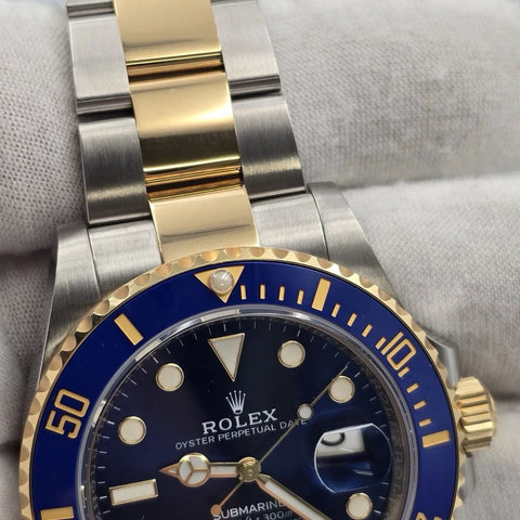 PAPERS 2022 Rolex Submariner Blue Dial Two Tone Gold 41mm Watch 126613LB BOX