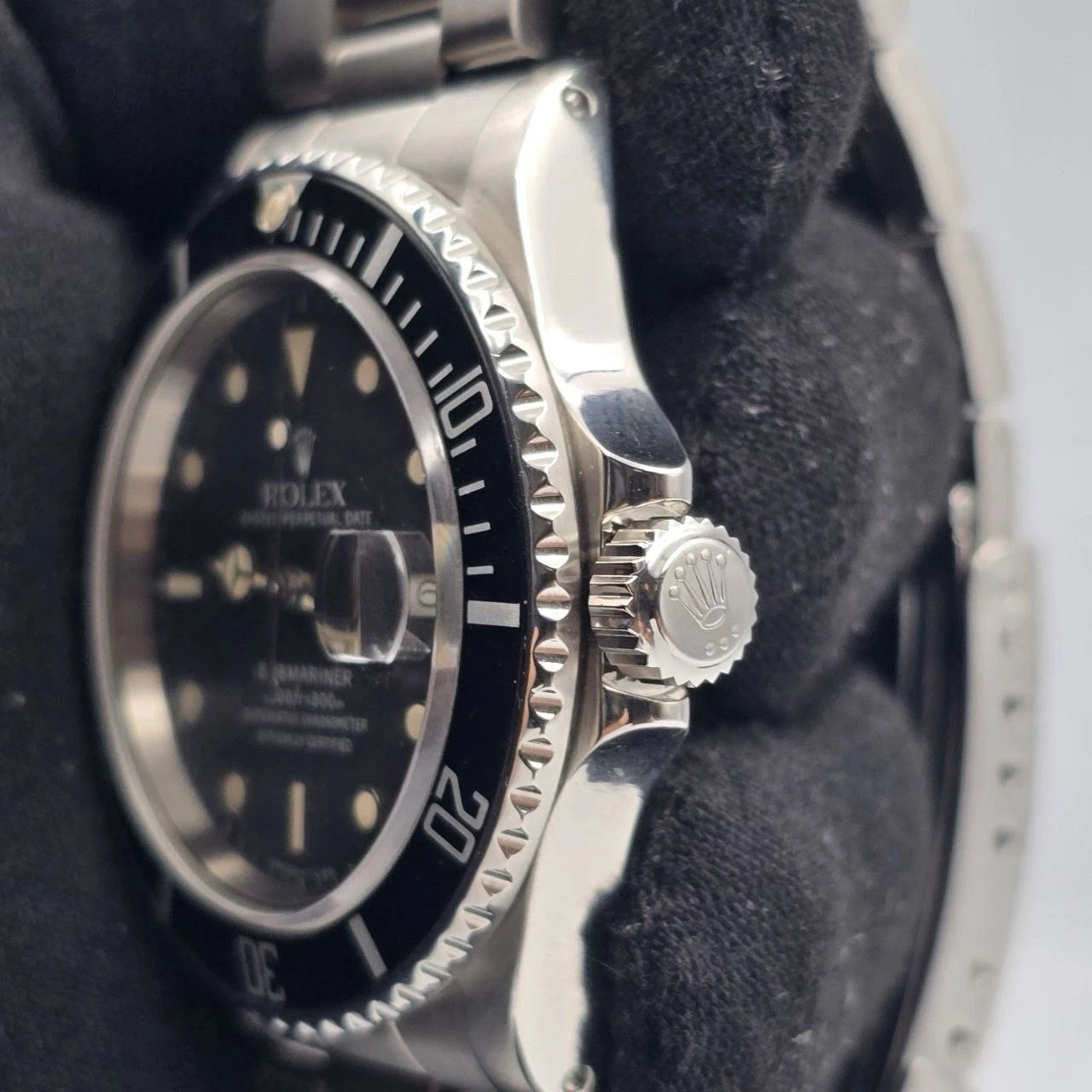 Rolex Submariner Date 16800 Steel Factory Patina Matte Black 40mm Oyster Watch