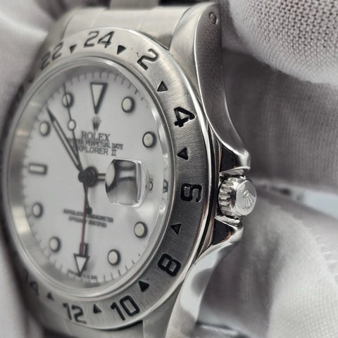 Rolex Explorer II White 40mm Stainless Steel Oyster Date Watch 16570