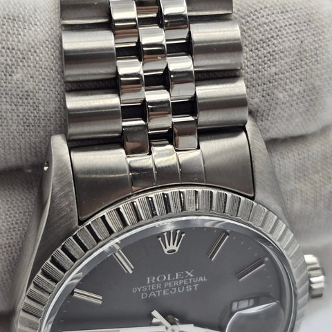 MINT Rolex Datejust Stainless Steel Grey Ghost Dial 36mm Automatic Watch 16030