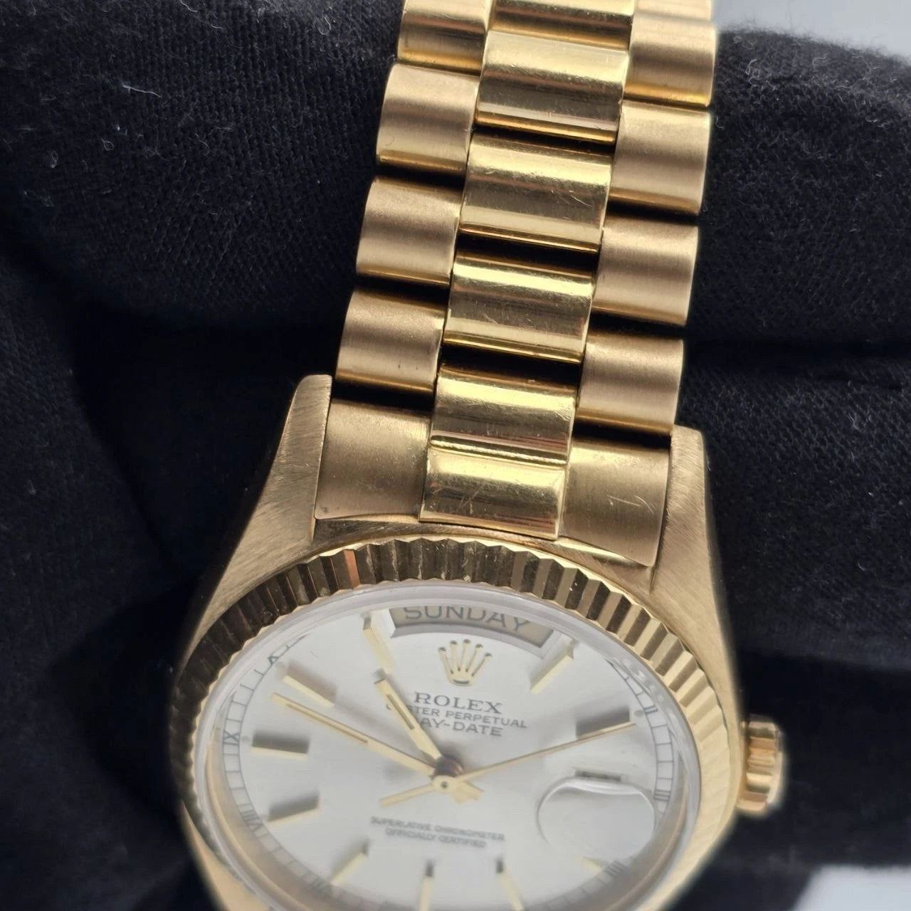 Rolex Day-Date 18038 President 18k Gold FACTORY Silver Dial 36mm Watch
