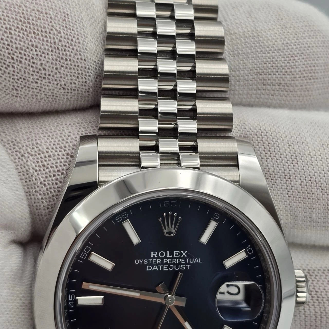 NEW 2025 Rolex Datejust 41mm Blue Stick Steel Smooth Bezel Jubilee 126300 UNWORN